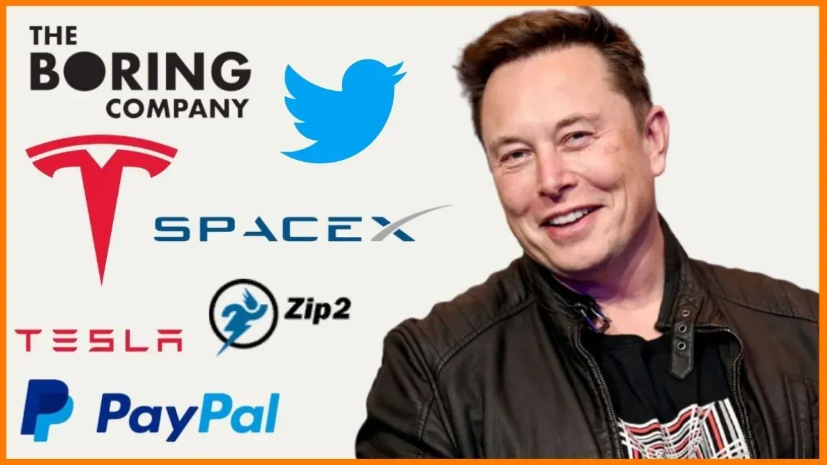 Elon Musk y los logos de todas sus empresas